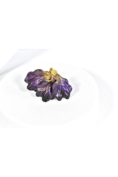 NARRU Handmade NARRU ring, half flower, black, purple and gold, Ilona