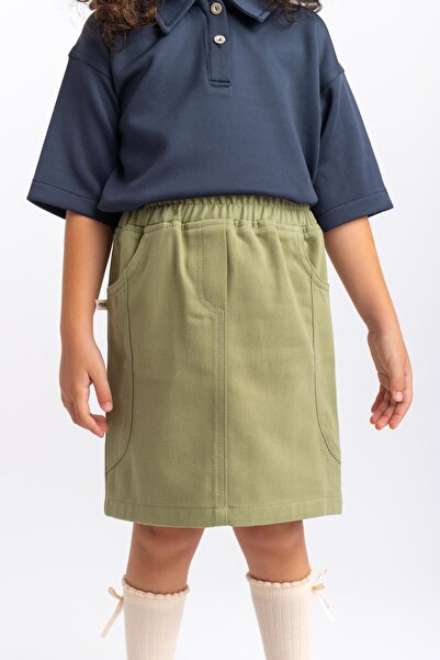 Cigit Gabardine Skirt 2-7 Years Olive