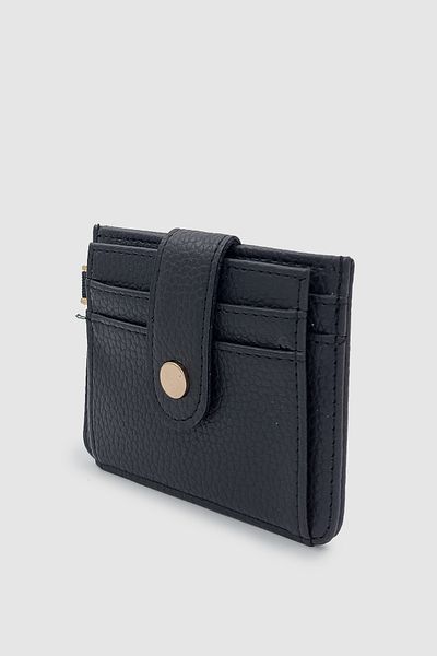 Wuclo Fione Snap Closure 6 Compartment Removable Keychain Mini Women's Wallet Black