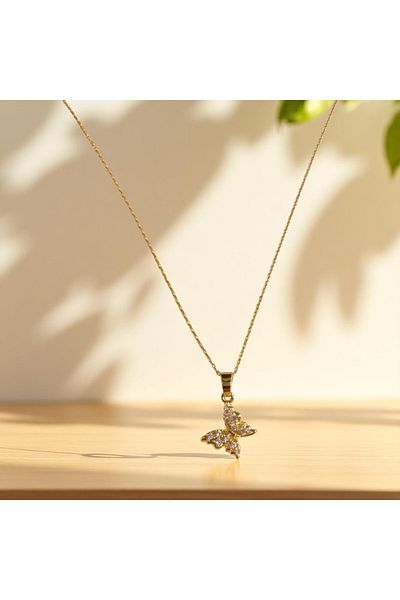 CANMODA Golden Wings - Elegant Butterfly Figured Steel Necklace