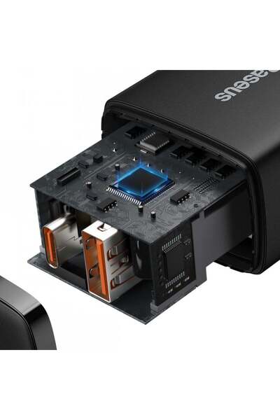 Baseus Compact wall charger, USB-C, PD, 20W and USB-A, QC, 3A, (CCXJ-B01) - Black