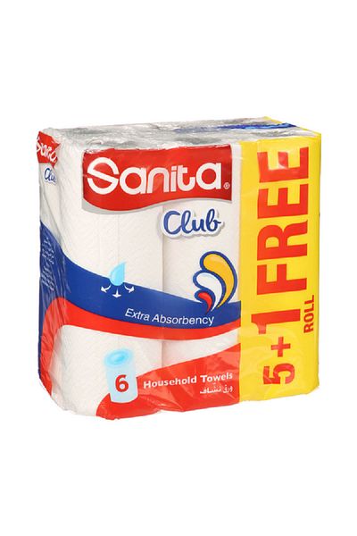Sanita Club 6-Piece Household Kitchen Towel Roll Set White