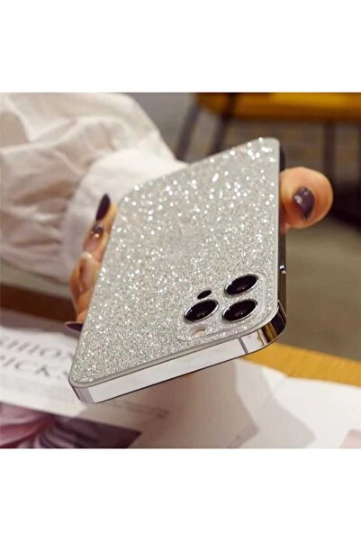 OEM Folie Skin Spate pentru Apple Iphone 15 Pro Max, Silver Glitter Design, High Grip, Full Glue