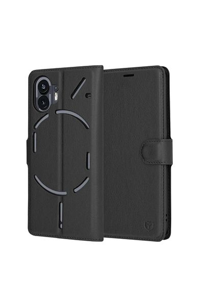 SKYDDAR INNOVATION Husă pentru telefonul Nothing (2), tip carte tip folio din piele, cu portofel interior, set de autocolante, neagră