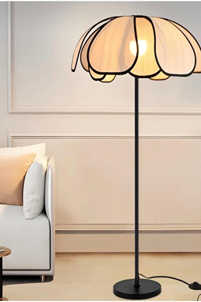 Buiva Modern Lambader İskandinav Boheme Jumeria Burenze Dekoratif Lambader Metal Gövde Ekru Kumaş Abajur