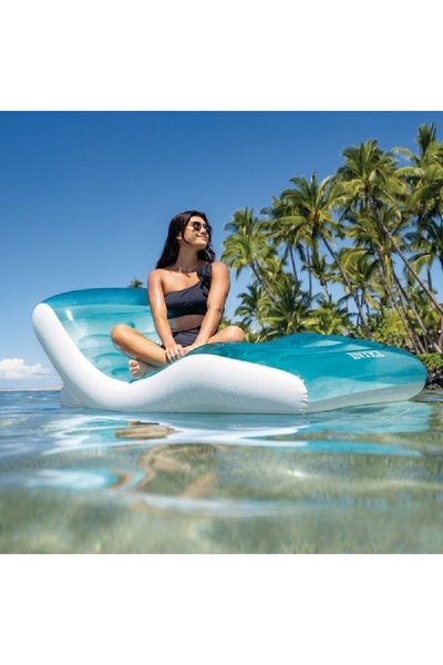 Intex Lagoon Pool Lounge with Integrated Cup Holder Ocean Blue and White