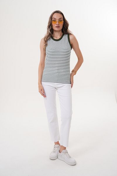 Miss Dünya Lissa Women's Crew Neck Striped Tank Top Blouse