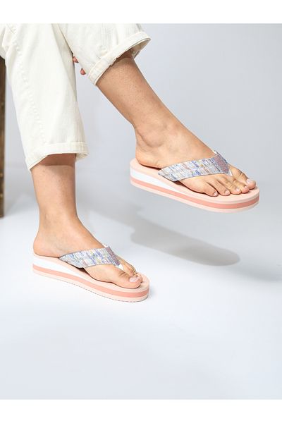 HANOX Daisy Wedge Heel Women's Flip Flops Beach Slippers Flip Flops (4.5) cm