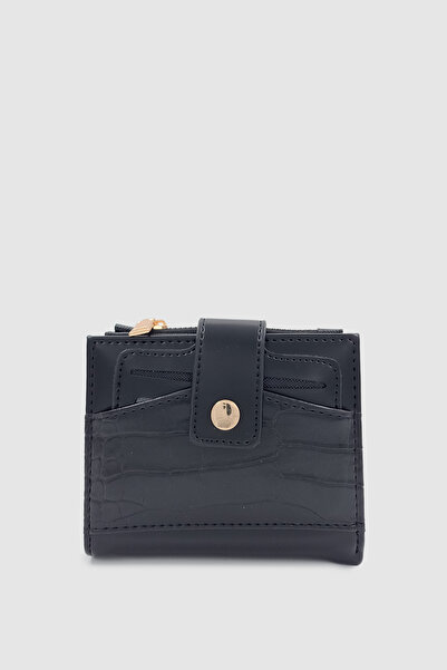 Wuclo محفظة نسائية من Sirel Crocodile مكونة من 10 أقسام باللون الأسود