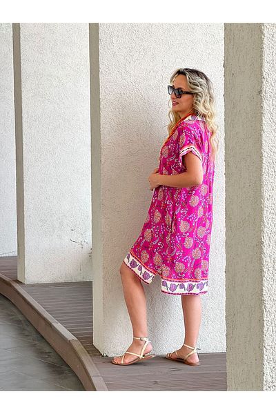 Özgürbutik Viscose Slow Orchid Motifed Dress