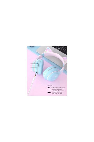 J&Y Over Ear headphones for children, J&Y, wireless, foldable, luminous effects, pink