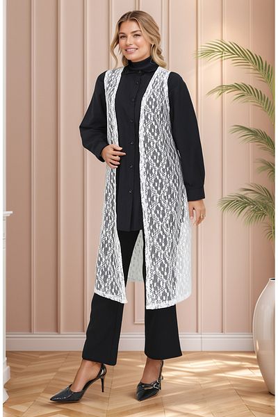 RESPİRO Lace Thin Soft Women's Vest, Large Size Vest, Mother's Vest