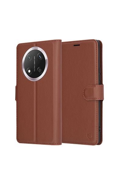 SKYDDAR INNOVATION Husă pentru Honor X9c / Magic7 Lite, piele tip folio, tip carte, cu portofel interior, set de autocolante, maro