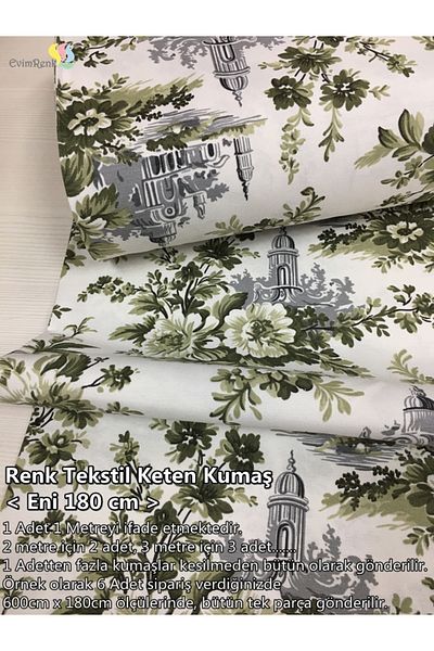 Renk Tekstil Chateau Garden Panama Λινό Ύφασμα - Ταπετσαρία - Κάλυμμα Μαξιλαριού - Κουρτίνα - Χόμπι