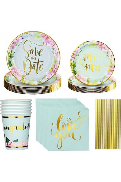 Forfamy Party Tableware Set, Cardboard, Multicolor, 56 Pieces