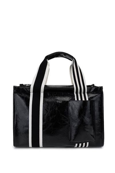 Tamer Tanca Women Vegan Black Patent Leather Shoulder Bag