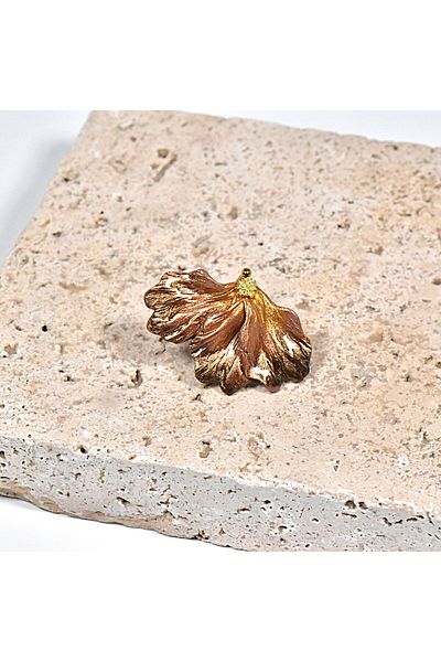 NARRU Handmade NARRU ring, adjustable, half flower, copper and gold, Ilona