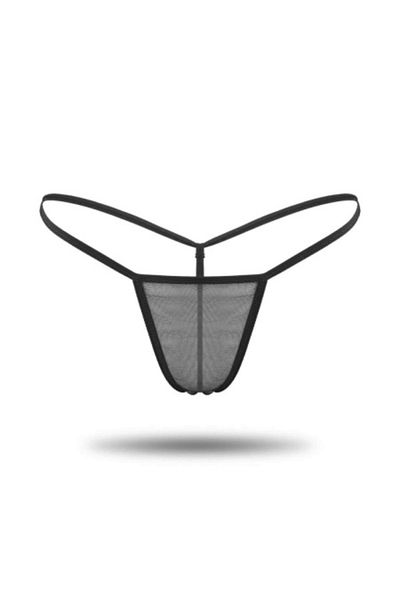 Cicişim Black Tulle See-Through String Thong Underwear
