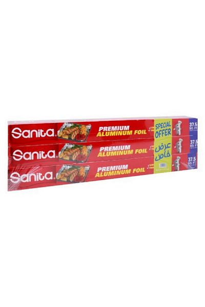 Sanita 3-Piece High-Quality and Premium Aluminum Foil 37.5 Sq.ft