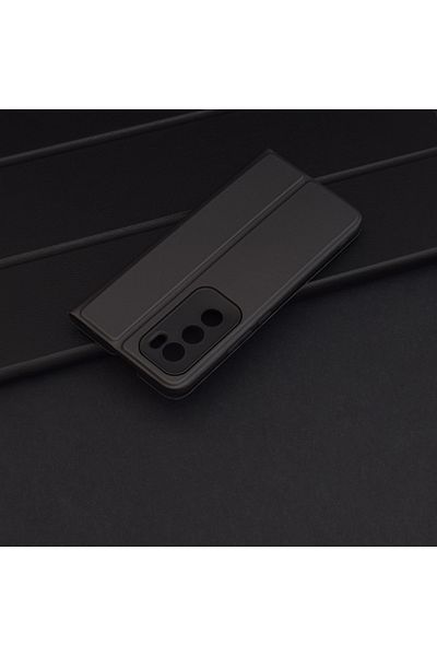 SKYDDAR INNOVATION Husă pentru Oppo Reno12, Magskin Book, tip carte cu portofel interior, set de autocolante, neagră