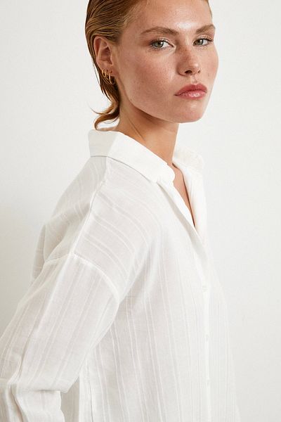 Never more Striped Cotton Shirt White