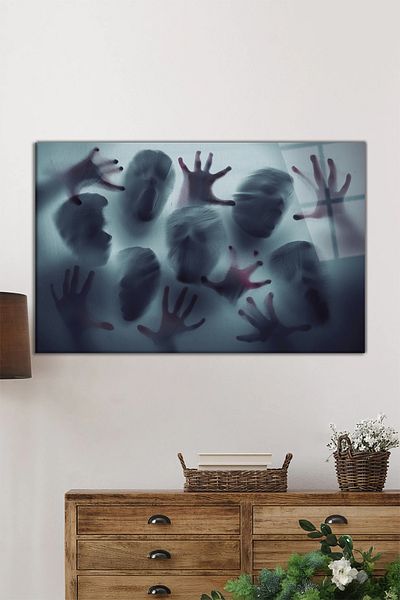 Rosyvien Silent Scream Abstract Horizontal Sticla Pictură, Modernă, Decor de perete pentru casă și birou, Cadou de lux
