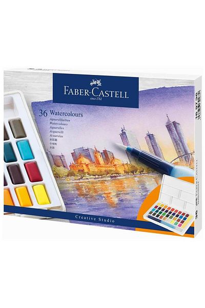OEM Water Colors with Brush and Water Tank Faber-Castell Creative Studio, 36 Colors