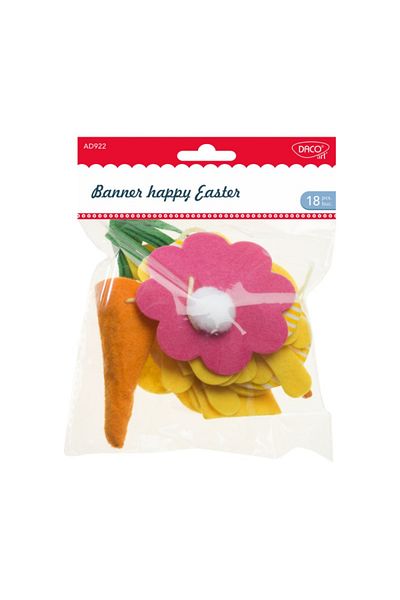 daço Daco Felt Banner, Happy Easter Pattern, Multicolor