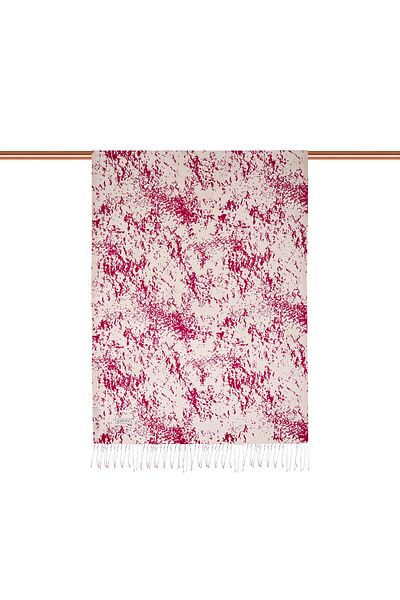 ipekevi White Fuchsia Marble Patterned Silk Shawl