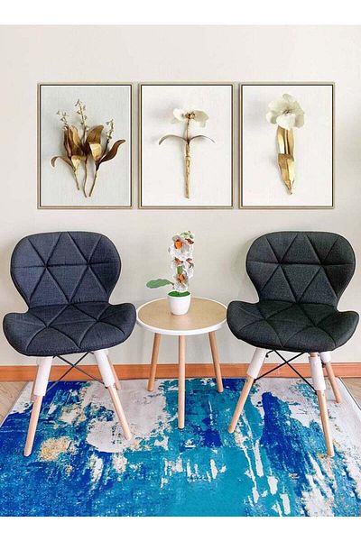 Taimi Pack of 2 Modern Dining Chair, PU Leather Seat, Natural Wood Legs, Scandinavian Design , Black