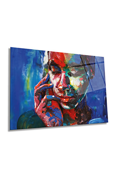 Rosyvien Цветна рисувана жена, хоризонтална картина върху стъкло, смело изкус...