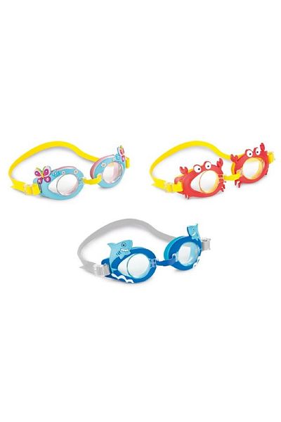 Intex High-Quality PVC and Silicone Strap Fun Swimming Goggles Assorted Color