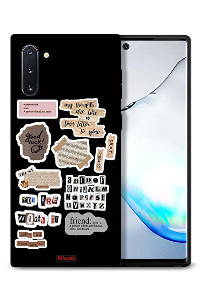 Tolwak غطاء حماية لهاتف سامسونج جالكسي نوت 10 مع ملصقات اقتباسات الحظ السعيد