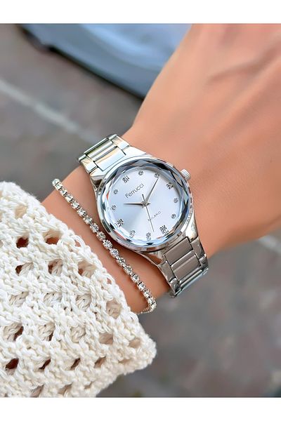 Ferrucci Steel Cord Cutting Glass Women's Watch 3 Atm Waterproof 2 Years Mechanism Warranty