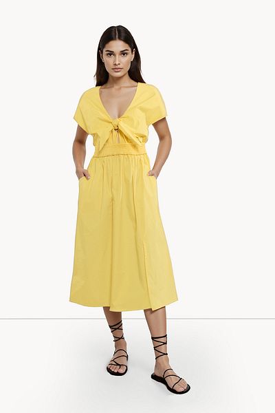 French Connection Cap Sleeve Cotton Mid-Calf Dress