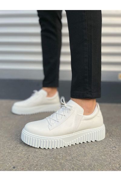 TB Terzi Bey Tb502 Bold Lace-Up Skin Men's Casual Sneaker Shoes Cbt - White