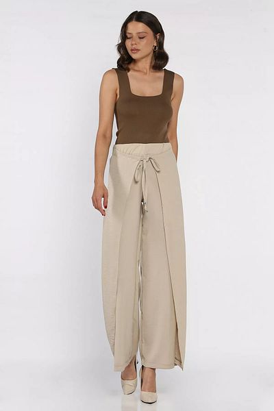 GÜLSELİ Koyutaş Slit Detailed Covered Wide Leg Women's Trousers