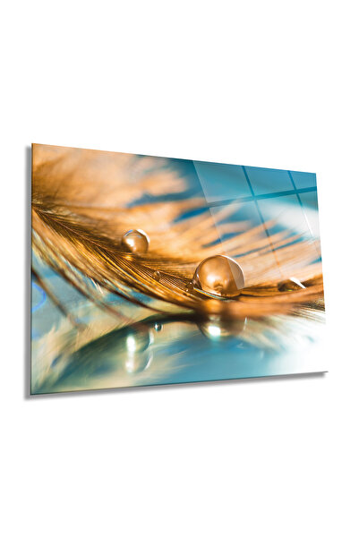 Rosyvien Οριζόντια γυάλινη επιτραπέζια τέχνη με πούπουλα και σταγόνα νερού, δ...