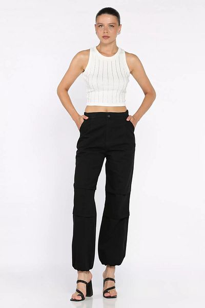 GÜLSELİ Black Women's High Waist Jean Jeans with Elastic Waist and Legs