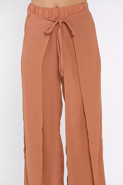 GÜLSELİ Tile Slit Detailed Covered Wide Leg Women's Trousers