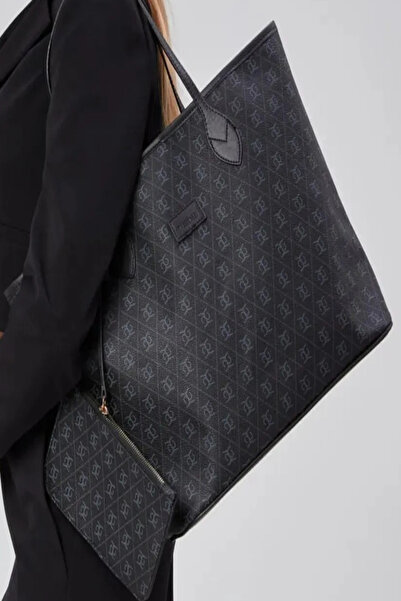 Gözenshopp Büyük Boy Desenli Vegan Deri Kadın Omuz & Kol Çantası