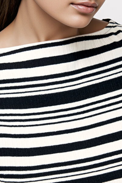 French Connection Striped Cotton Blend Boat Neck T-Shirt