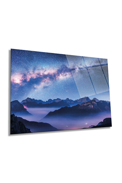 Rosyvien Pictură pe sticlă orizontală Calea Lacteei cu cer înstelat, univers ...