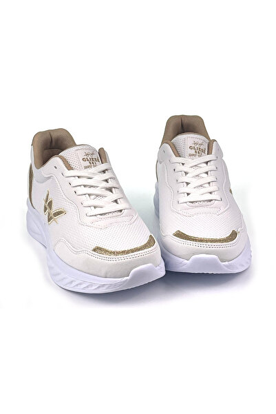 KAJILA Дамски бели златни леки мрежести удобни кецове за ежедневно носене