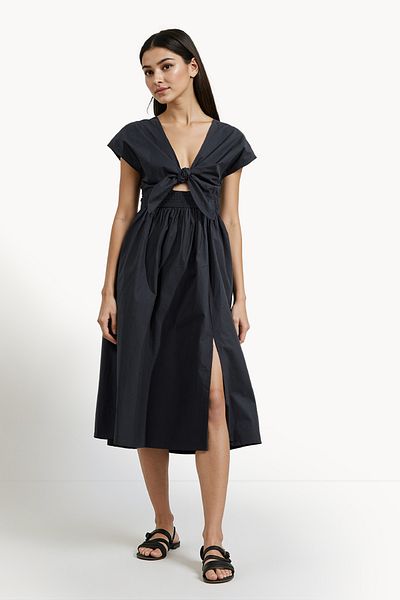 French Connection Cap Sleeve Cotton Mid-Calf Dress