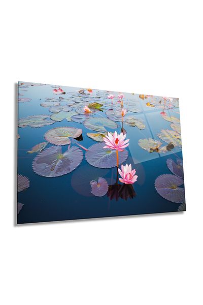 Rosyvien Pictură Orizontală din Sticlă Flori de Liliac Roz, Decorare Perete Acasa și Birou, Cadou de Lux