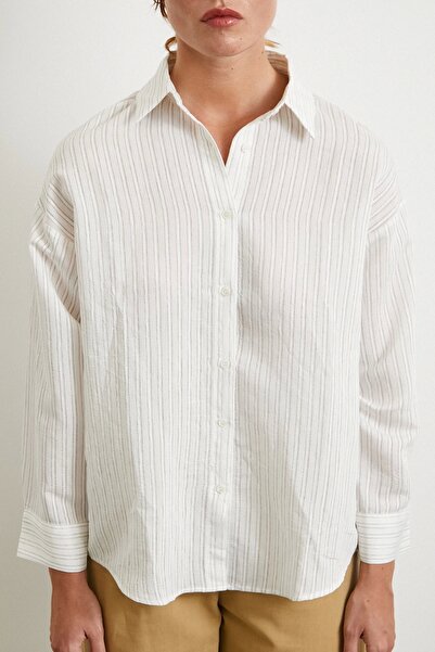 Never more Symmetrical Striped Shirt Stone