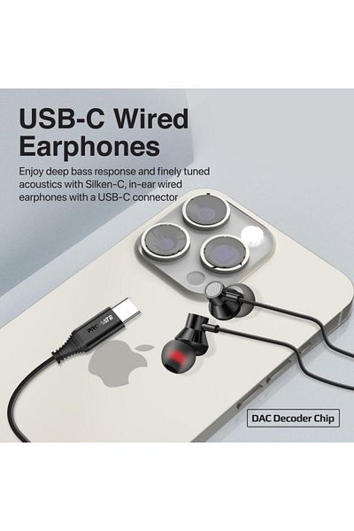 Promate Wired in-ear stereo headphones with USB-C port