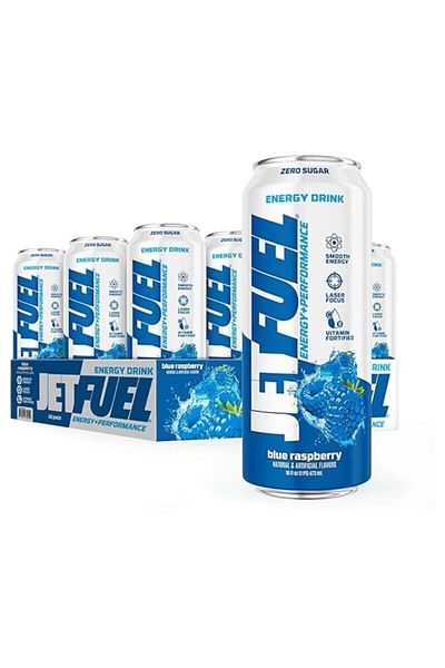 JETFUEL ENERGY DRINK ENERGY + PERFORMANCE ZERO SUGAR 473ML BLUE RASPBERRY FLAVOR (BOX OF 12)