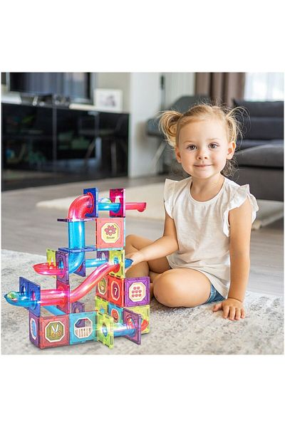 Magnetic Set of 83 magnetic educational and creative building pieces for children, SOLTOY® Lights Labyrinth